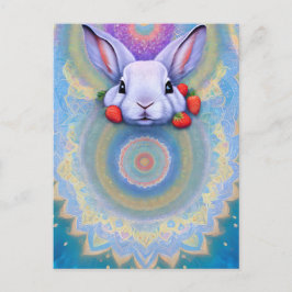 ウサギ、イチゴ、マンダラ、接写 ポストカード