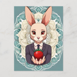 ウサギ、イチゴ、マンダラ、接写 ポストカード