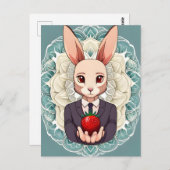 ウサギ、イチゴ、マンダラ、接写 ポストカード (正面/裏面)