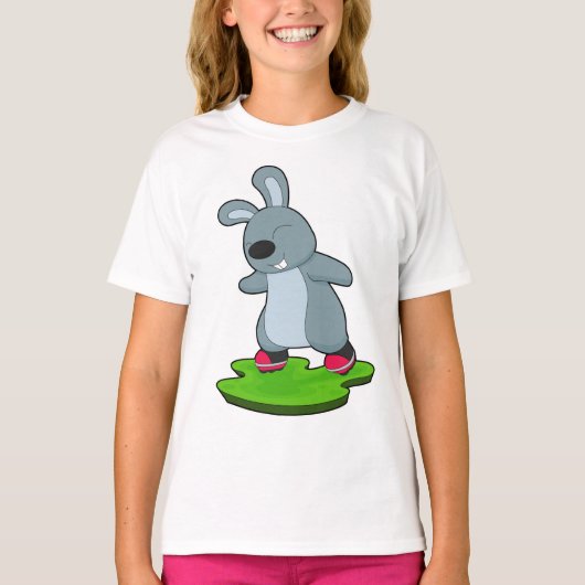 ウサギ インラインスケート ローラースケート Tシャツ (正面)