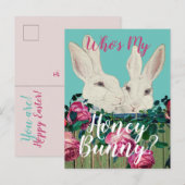 ウサギ イースター パステル フラワー ロマンス キュート シーズンポストカード (正面/裏面)