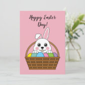 ウサギ カラフル イースター エッグハント バスケット | 名入れ シーズンカード (スタンド正面)
