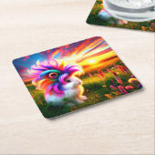 ウサギ スクエアペーパーコースター (アングル)