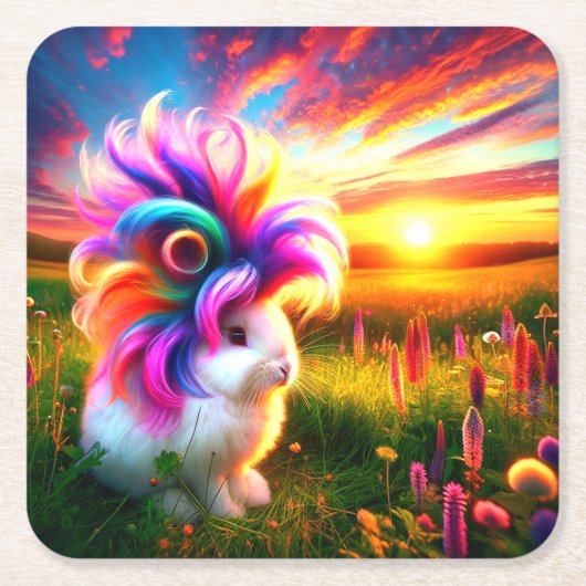 ウサギ スクエアペーパーコースター (正面)