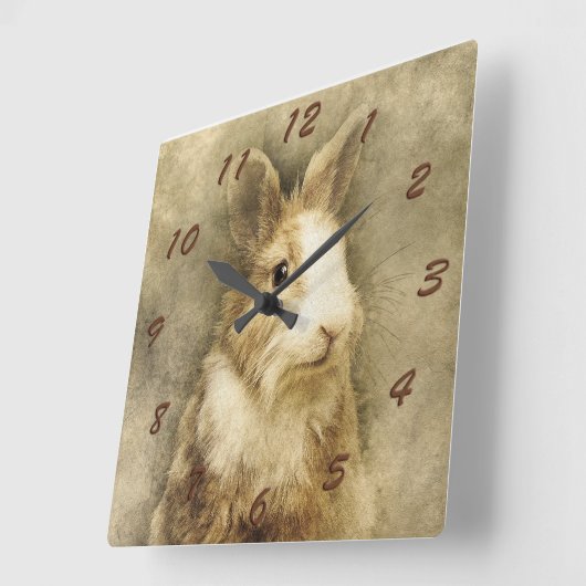  ウサギ スクエア壁時計 (傾斜)