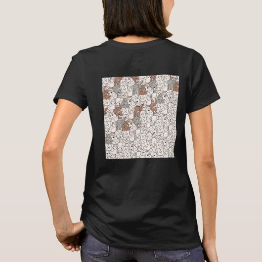 ウサギ・タイルのテセレーション（WBGL_BW） Tシャツ (裏面)