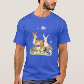 ウサギ+ハリネズミ+ジュリア+女の子 Tシャツ