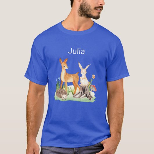 ウサギ+ハリネズミ+ジュリア+女の子 Tシャツ (正面)
