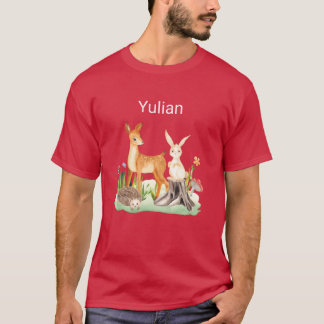 ウサギ+ハリネズミ+ユリアン+女の子 Tシャツ