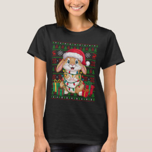 ウサギ バニー クリスマス ライト ださい サンタ 帽子 ウサギ クリスマス Tシャツ