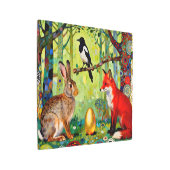 ウサギ、ヒヨドリ、キツネと“森の秘密” メタルプリント (アングル)