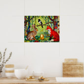 ウサギ、ヒヨドリ、キツネの『森の秘密』 ポスター (キッチン)