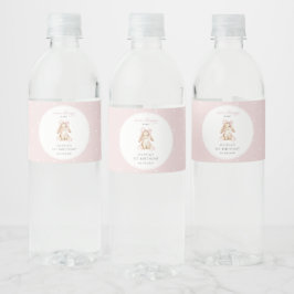ウサギ, ピンクのリボン, ピンクの水玉, 初誕生日 ペットボトルラベル