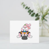 ウサギ フィットネス ダンベル.PNG ポストカード (スタンド正面)