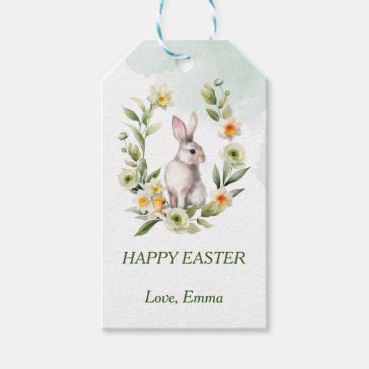 ウサギ フラワー クラウン オーダーメイド テキスト ギフト タグ (正面)