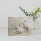 ウサギ - ホログラム ポストカード (立ち正面)