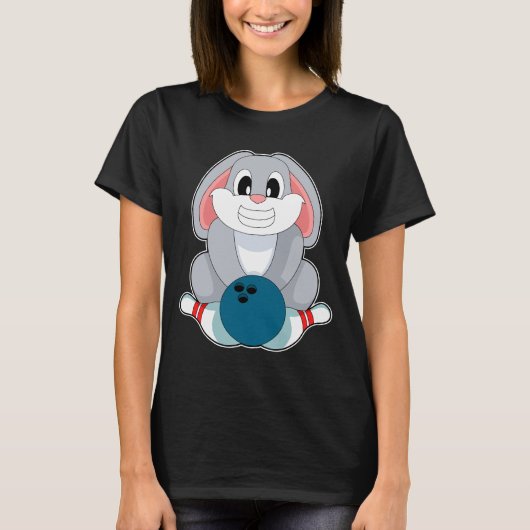 ウサギ ボウリング ボウリングボール ピン Tシャツ (正面)