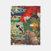 ウサギ、ヤマガミ、キツネと「黄金のガチョウの卵」 フリースブランケット (正面)