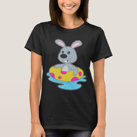 ウサギ 浮き輪 インフレータブル フロート サマー Tシャツ (正面)