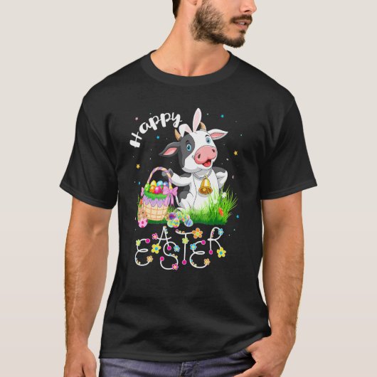 ウサギ 牛 たまご かご イースター 農家 Tシャツ (正面)