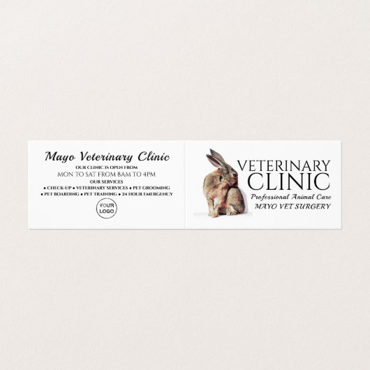 ウサギ、獣医、獣医サービス詳細 名刺 (外部フラット)