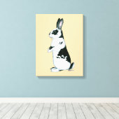 ウサギ：白黒 キャンバスプリント (インサイチュ (ウッドフロア))