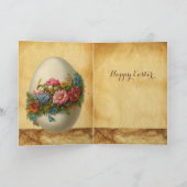 ウサギ(若いウサギ)花のイースターエッグ シーズンカード (内部)