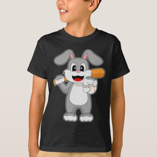 ウサギ 野球 バット スポーツ Tシャツ (正面)