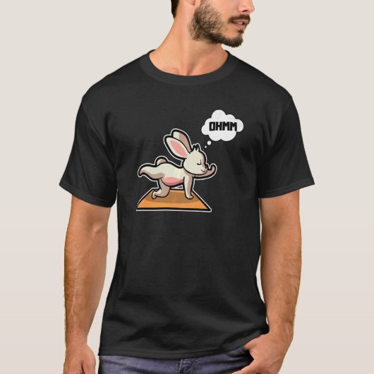 ウサギBunny Yogaポーズ体操Ohmハート Tシャツ (正面)