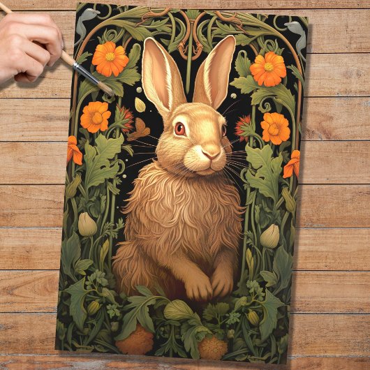 ウサギinタペストリー1デクページ紙 薄葉紙