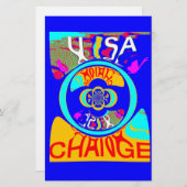 ウサチェンジビューティフルアメージング文字引用文デザイン 便箋 (正面/裏面)