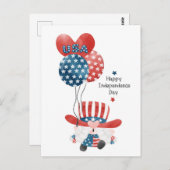 ウサハッピーインディペンデンスデイキュート格言 ポストカード (正面/裏面)