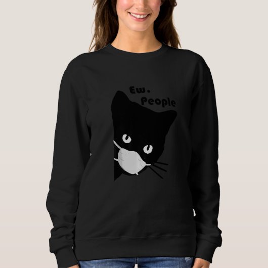 ウザい人用 黒猫マスク 隔離グッズ スウェットシャツ (正面)