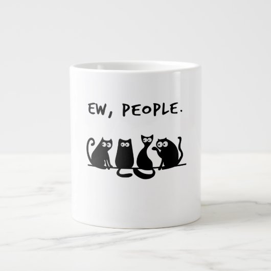 ウザい人 笑える 黒猫 ジャンボコーヒーマグカップ (正面)