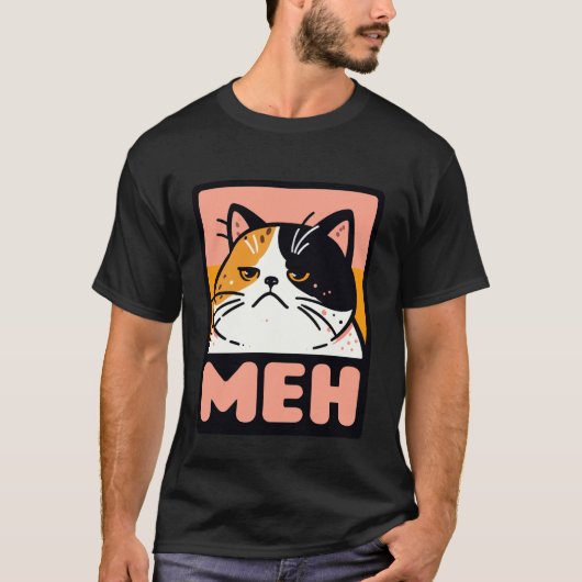ウザかわいい猫のメソっと皮肉顔・斜め上目 Tシャツ (正面)