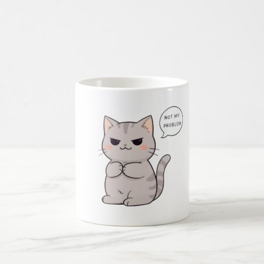 ウザくない猫 "私の問題じゃない" おもしろデザイン コーヒーマグカップ (中央)