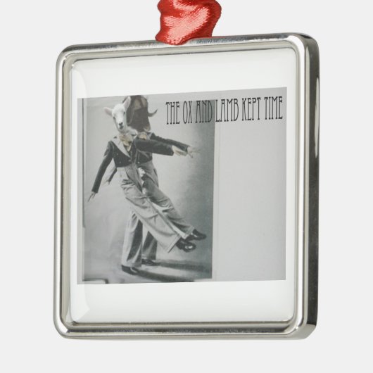 ウシおよび子ヒツジは時間を保ちました メタルオーナメント (左)
