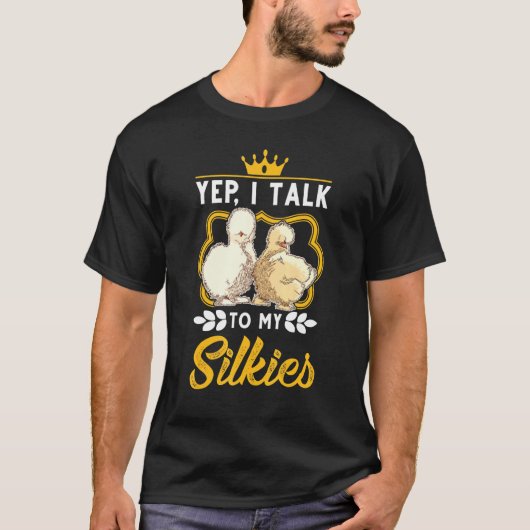 ウシシと話してるのよ 絹鶏 烏骨鶏 Tシャツ (正面)