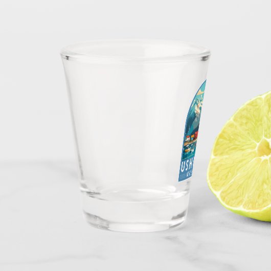 ウシュアイアアルゼンチントラベルアートヴィンテージ ショットグラス (左)