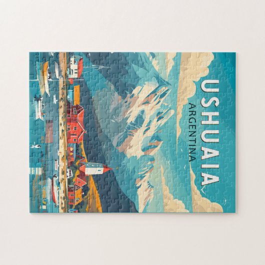 ウシュアイアアルゼンチントラベルアートヴィンテージ ジグソーパズル (横)
