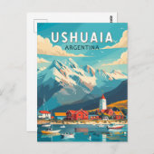 ウシュアイアアルゼンチントラベルアートヴィンテージ ポストカード (正面/裏面)