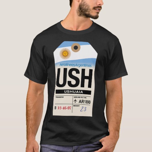 ウシュアイア アルゼンチン 航空 ラゲッジマーカー Tシャツ (正面)