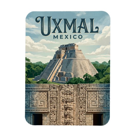 ウシュマル遺跡 メキシコ マグネット (縦)