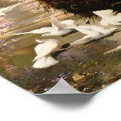 ウジーン・ビダウの庭にクジャクと鳩 ポスター (角)