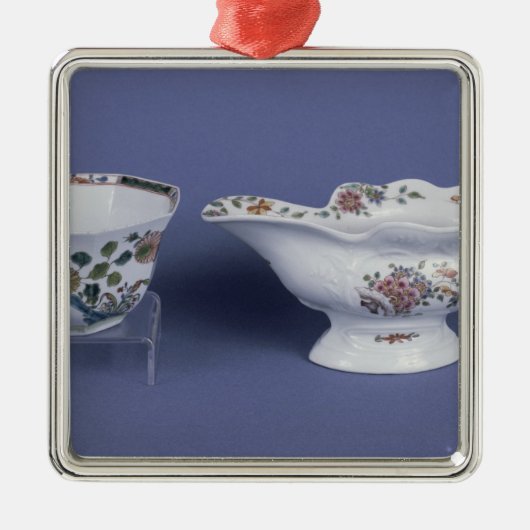 ウスター楕円形のソース入れをおよび八角形は形づけました メタルオーナメント (正面)