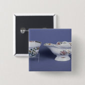 ウスター楕円形のソース入れをおよび八角形は形づけました 缶バッジ (正面&裏面)