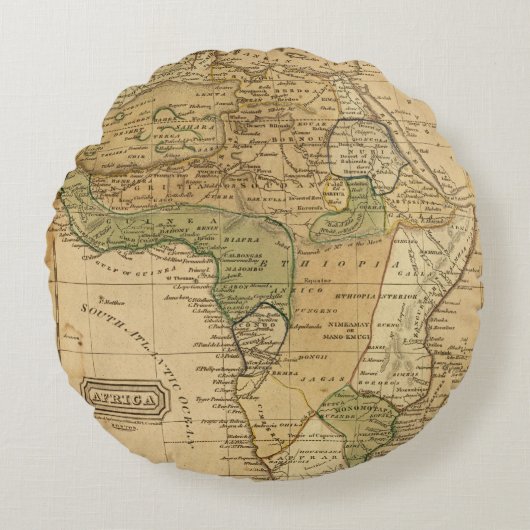 ウスター著アフリカの地図 ラウンドクッション (正面)