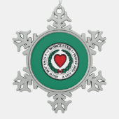 ウスター、マサチューセッツの旗 スノーフレークピューターオーナメント (正面)