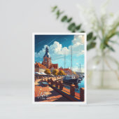 ウストカポーランドアートヴィンテージ旅行イラストレーション ポストカード (スタンド正面)