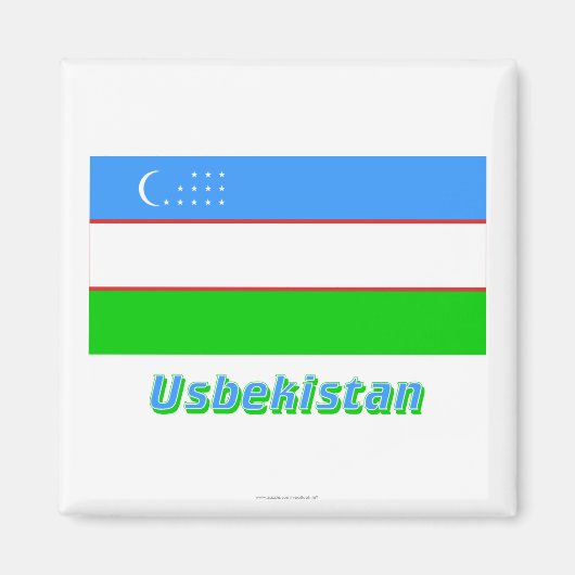 ウスベキスタン国旗MIT南免 マグネット (正面)